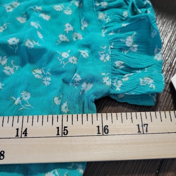 BILLABONG Wrap And Roll Mini Wrap Dress Floral Teal Crinckly Short Sz XS/6 - Picture 9 of 12